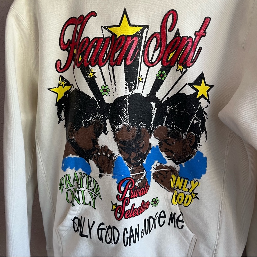 Private Selection Heaven Sent Graphic Hoodie Cream Size Medium - Picture 10 of 10